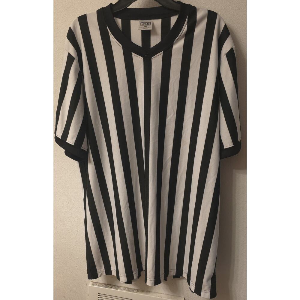 Dick's Sporting Goods Referee Shirt XXL Black White Stripe Official Pullover